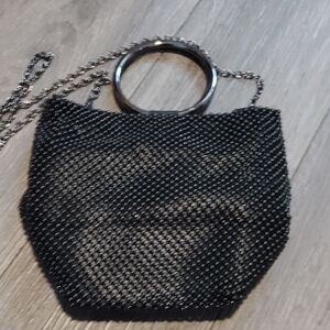 Elegant Black Mesh Evening Bag